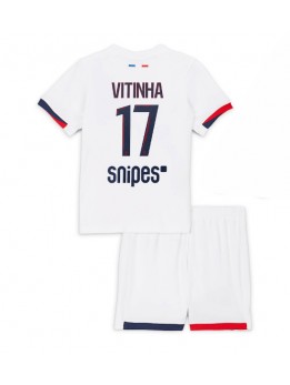 Billige Paris Saint-Germain Vitinha #17 Bortedraktsett Barn 2025-26 Kortermet (+ Korte bukser)